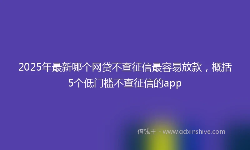 2025年最新哪个网贷不查征信最容易放款，概括5个低门槛不查征信的app