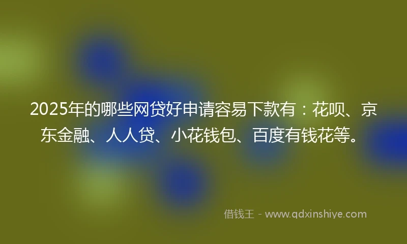 2025年的哪些网贷好申请容易下款有：花呗、京东金融、人人贷、小花钱包、百度有钱花等。