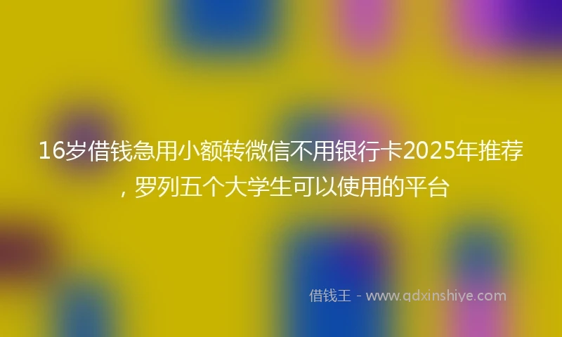16岁借钱急用小额转微信不用银行卡2025年推荐，罗列五个大学生可以使用的平台