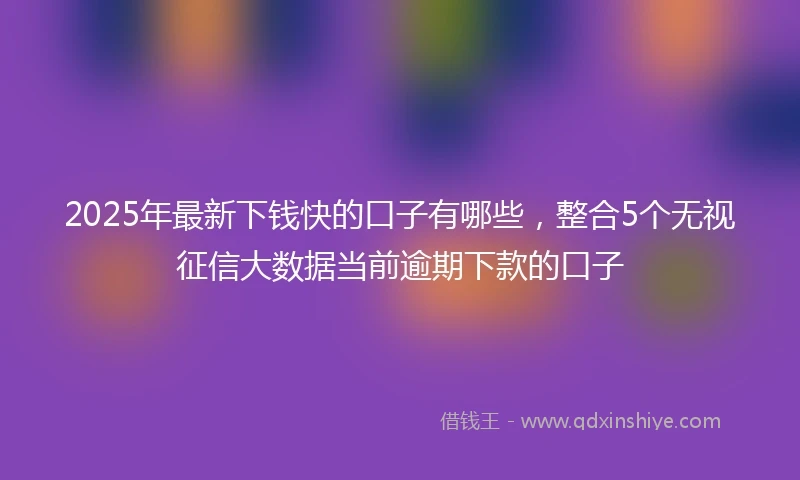 2025年最新下钱快的口子有哪些，整合5个无视征信大数据当前逾期下款的口子