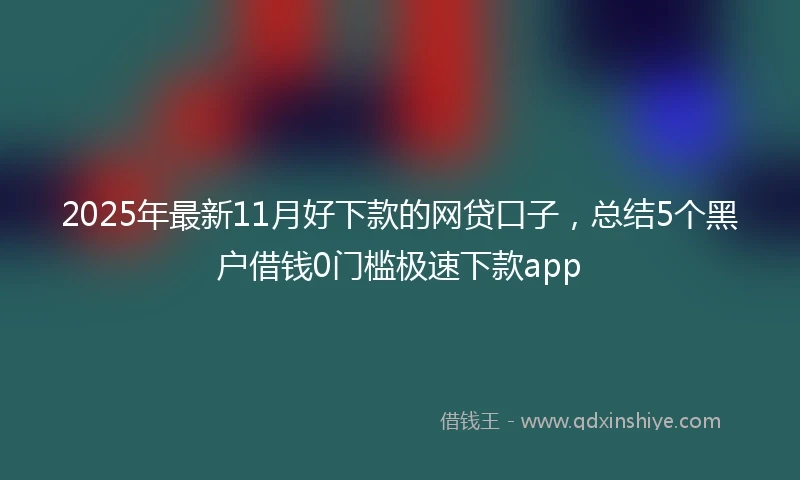 2025年最新11月好下款的网贷口子，总结5个黑户借钱0门槛极速下款app