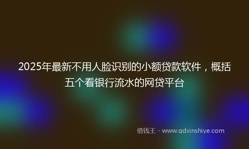 2025年最新不用人脸识别的小额贷款软件，概括五个看银行流水的网贷平台