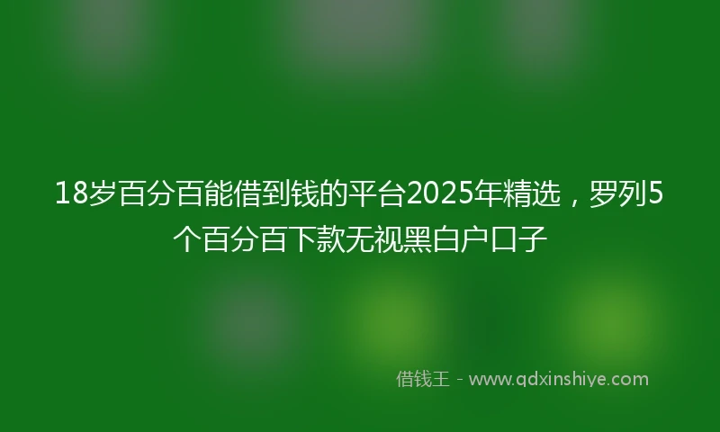 18岁百分百能借到钱的平台2025年精选，罗列5个百分百下款无视黑白户口子