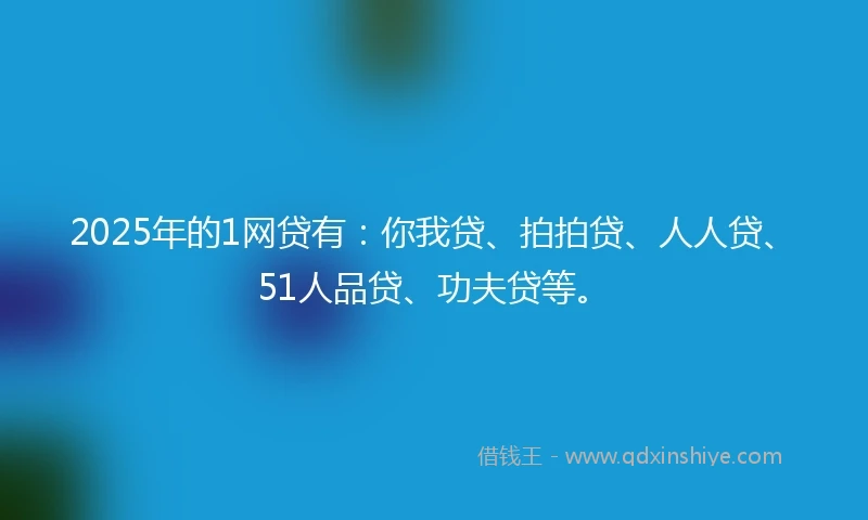 2025年的1网贷有：你我贷、拍拍贷、人人贷、51人品贷、功夫贷等。