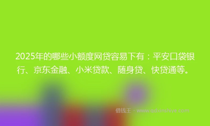 2025年的哪些小额度网贷容易下有：平安口袋银行、京东金融、小米贷款、随身贷、快贷通等。