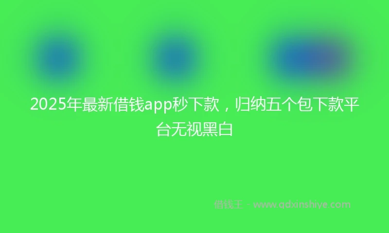 2025年最新借钱app秒下款，归纳五个包下款平台无视黑白