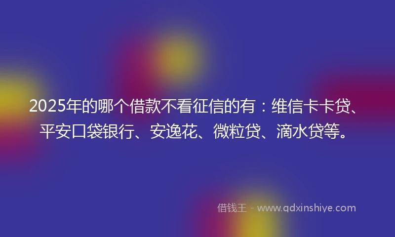 2025年的哪个借款不看征信的有：维信卡卡贷、平安口袋银行、安逸花、微粒贷、滴水贷等。