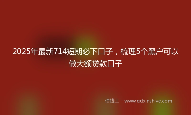 2025年最新714短期必下口子，梳理5个黑户可以做大额贷款口子