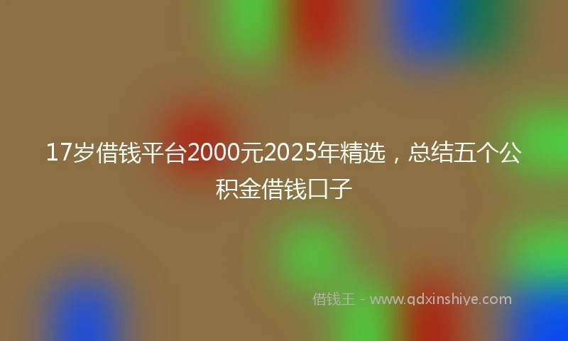 17岁借钱平台2000元2025年精选，总结五个公积金借钱口子