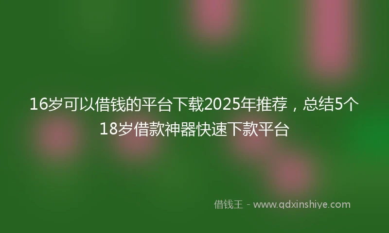 16岁可以借钱的平台下载2025年推荐，总结5个18岁借款神器快速下款平台