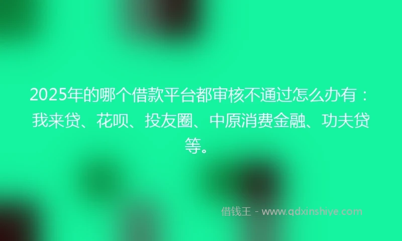 2025年的哪个借款平台都审核不通过怎么办有：我来贷、花呗、投友圈、中原消费金融、功夫贷等。
