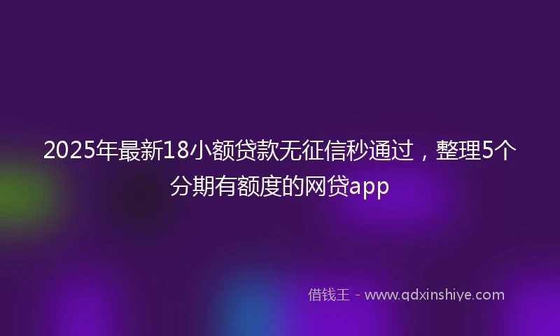 2025年最新18小额贷款无征信秒通过，整理5个分期有额度的网贷app