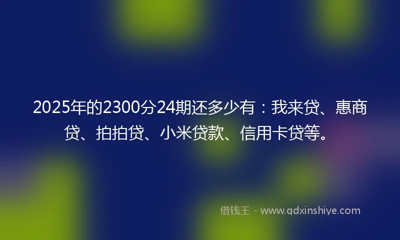 2025年的2300分24期还多少有：我来贷、惠商贷、拍拍贷、小米贷款、信用卡贷等。