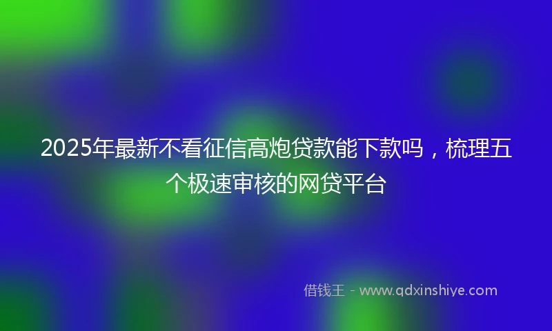 2025年最新不看征信高炮贷款能下款吗，梳理五个极速审核的网贷平台