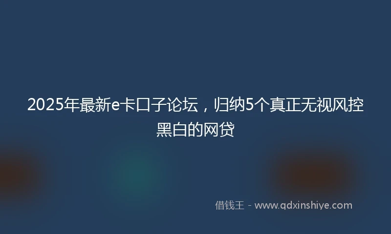 2025年最新e卡口子论坛，归纳5个真正无视风控黑白的网贷