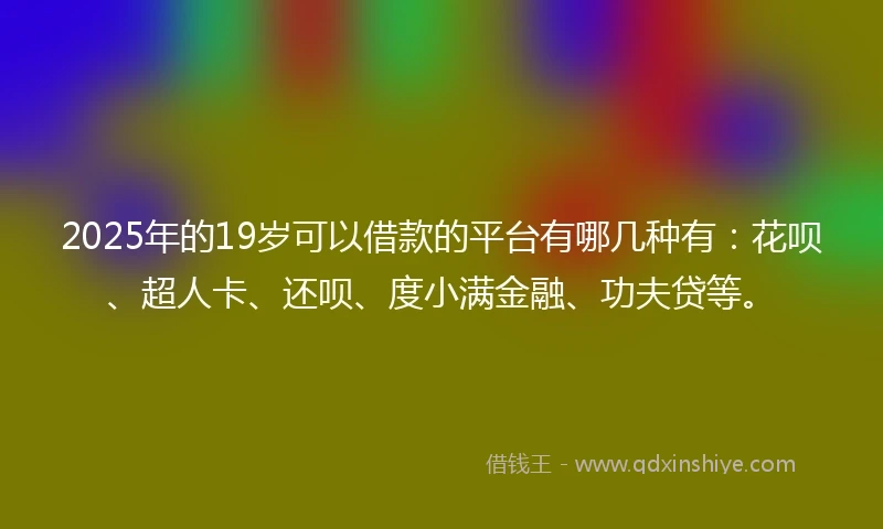 2025年的19岁可以借款的平台有哪几种有：花呗、超人卡、还呗、度小满金融、功夫贷等。
