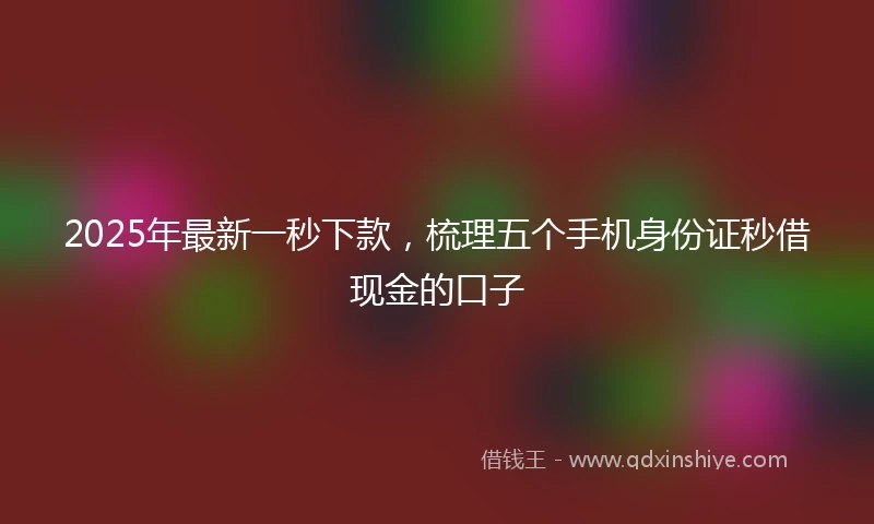 2025年最新一秒下款，梳理五个手机身份证秒借现金的口子