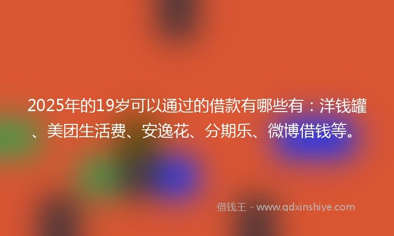 2025年的19岁可以通过的借款有哪些有：洋钱罐、美团生活费、安逸花、分期乐、微博借钱等。