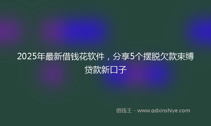 2025年最新借钱花软件，分享5个摆脱欠款束缚贷款新口子