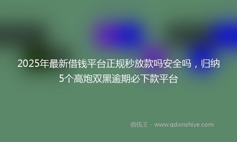 2025年最新借钱平台正规秒放款吗安全吗，归纳5个高炮双黑逾期必下款平台