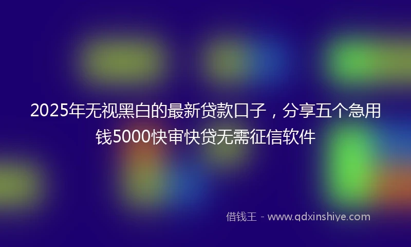 2025年无视黑白的最新贷款口子，分享五个急用钱5000快审快贷无需征信软件