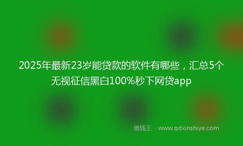 2025年最新23岁能贷款的软件有哪些，汇总5个无视征信黑白100%秒下网贷app