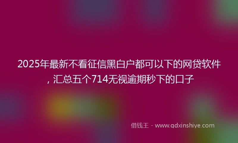 2025年最新不看征信黑白户都可以下的网贷软件，汇总五个714无视逾期秒下的口子