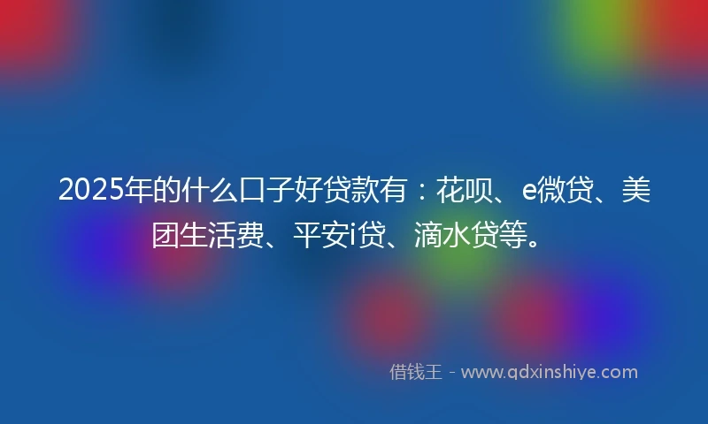 2025年的什么口子好贷款有：花呗、e微贷、美团生活费、平安i贷、滴水贷等。