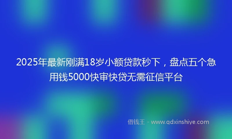 2025年最新刚满18岁小额贷款秒下，盘点五个急用钱5000快审快贷无需征信平台