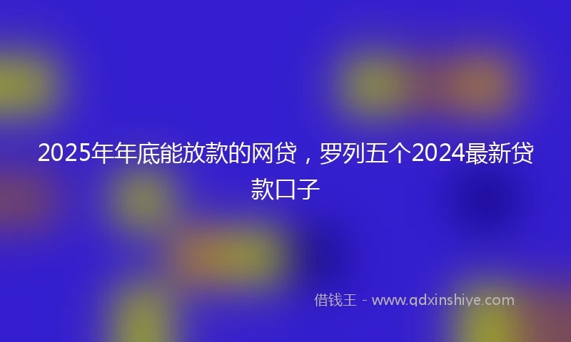 2025年年底能放款的网贷，罗列五个2024最新贷款口子