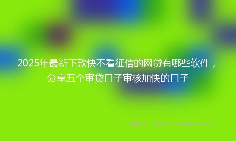 2025年最新下款快不看征信的网贷有哪些软件，分享五个审贷口子审核加快的口子