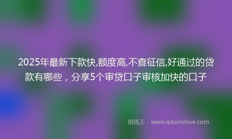 2025年最新下款快,额度高,不查征信,好通过的贷款有哪些，分享5个审贷口子审核加快的口子