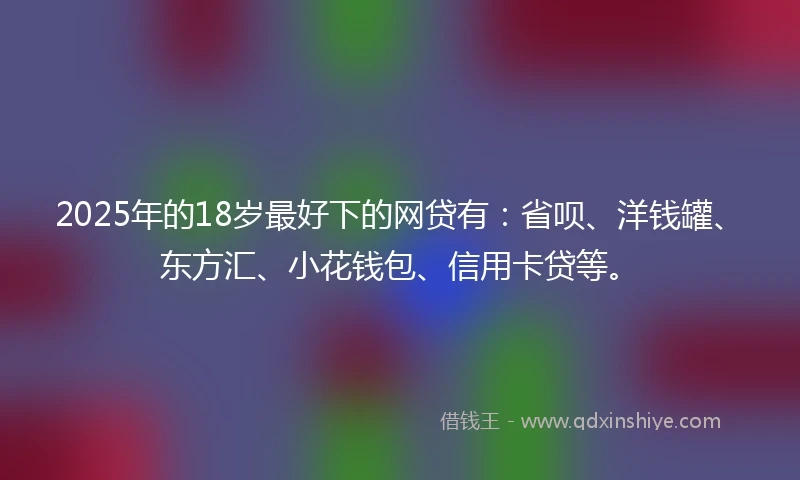2025年的18岁最好下的网贷有：省呗、洋钱罐、东方汇、小花钱包、信用卡贷等。