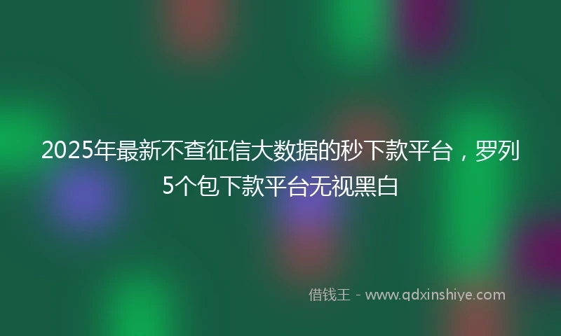 2025年最新不查征信大数据的秒下款平台，罗列5个包下款平台无视黑白