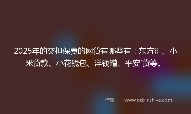 2025年的交担保费的网贷有哪些有：东方汇、小米贷款、小花钱包、洋钱罐、平安i贷等。