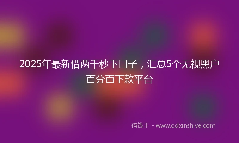 2025年最新借两千秒下口子，汇总5个无视黑户百分百下款平台