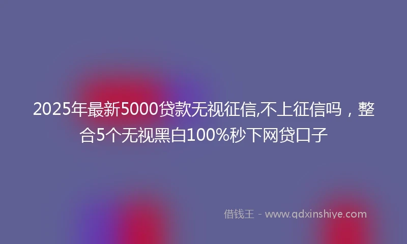 2025年最新5000贷款无视征信,不上征信吗，整合5个无视黑白100%秒下网贷口子