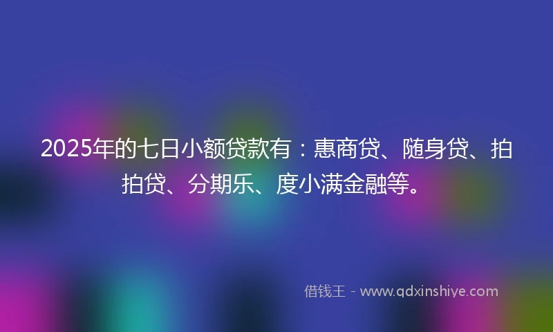 2025年的七日小额贷款有：惠商贷、随身贷、拍拍贷、分期乐、度小满金融等。