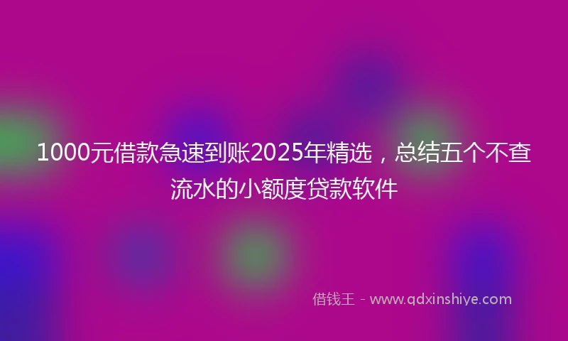 1000元借款急速到账2025年精选，总结五个不查流水的小额度贷款软件