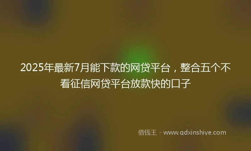 2025年最新7月能下款的网贷平台，整合五个不看征信网贷平台放款快的口子