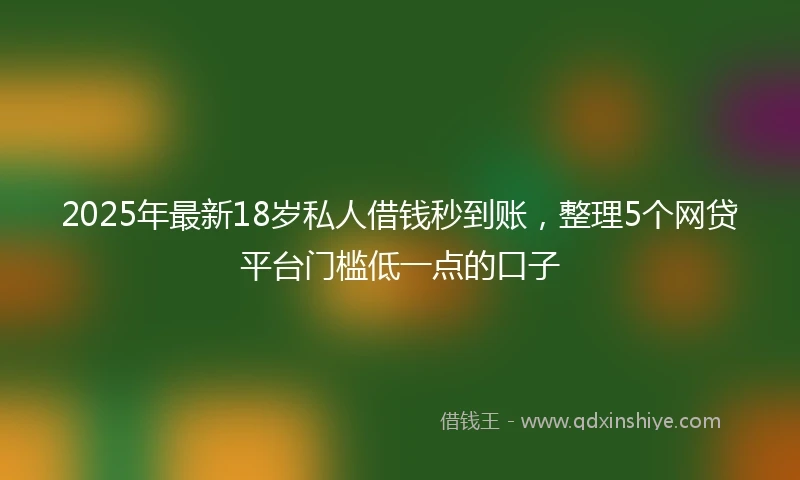 2025年最新18岁私人借钱秒到账，整理5个网贷平台门槛低一点的口子