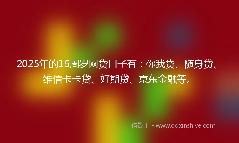 2025年的16周岁网贷口子有：你我贷、随身贷、维信卡卡贷、好期贷、京东金融等。