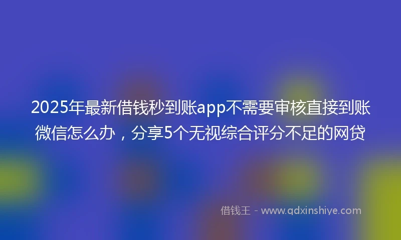2025年最新借钱秒到账app不需要审核直接到账微信怎么办，分享5个无视综合评分不足的网贷