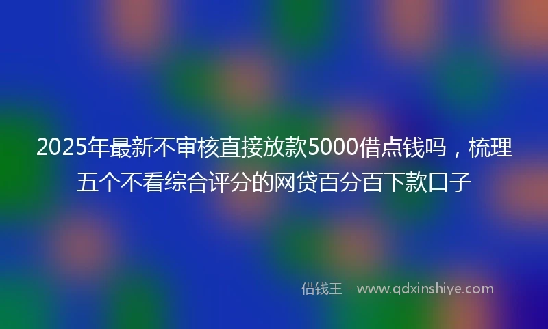 2025年最新不审核直接放款5000借点钱吗，梳理五个不看综合评分的网贷百分百下款口子
