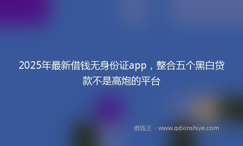 2025年最新借钱无身份证app，整合五个黑白贷款不是高炮的平台