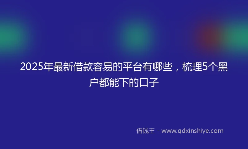 2025年最新借款容易的平台有哪些，梳理5个黑户都能下的口子