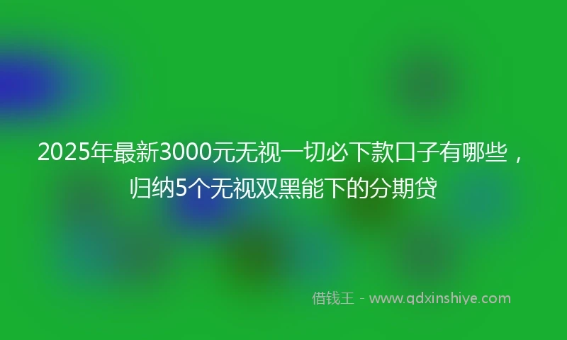 2025年最新3000元无视一切必下款口子有哪些，归纳5个无视双黑能下的分期贷