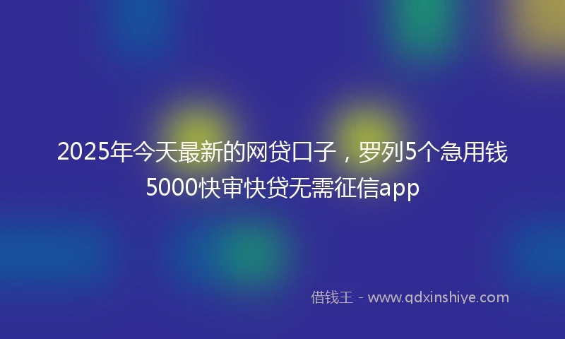 2025年今天最新的网贷口子，罗列5个急用钱5000快审快贷无需征信app