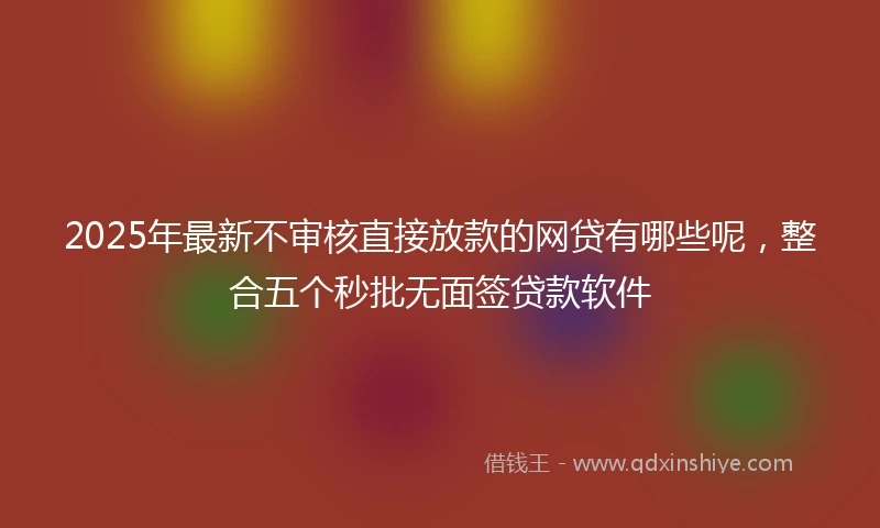 2025年最新不审核直接放款的网贷有哪些呢，整合五个秒批无面签贷款软件