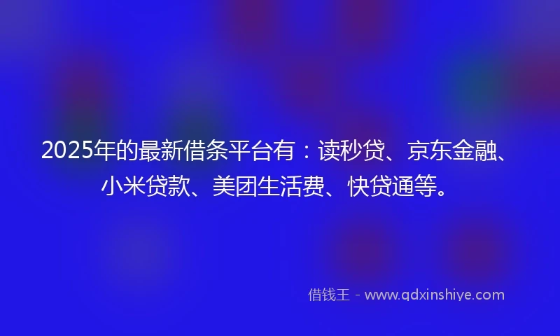 2025年的最新借条平台有：读秒贷、京东金融、小米贷款、美团生活费、快贷通等。